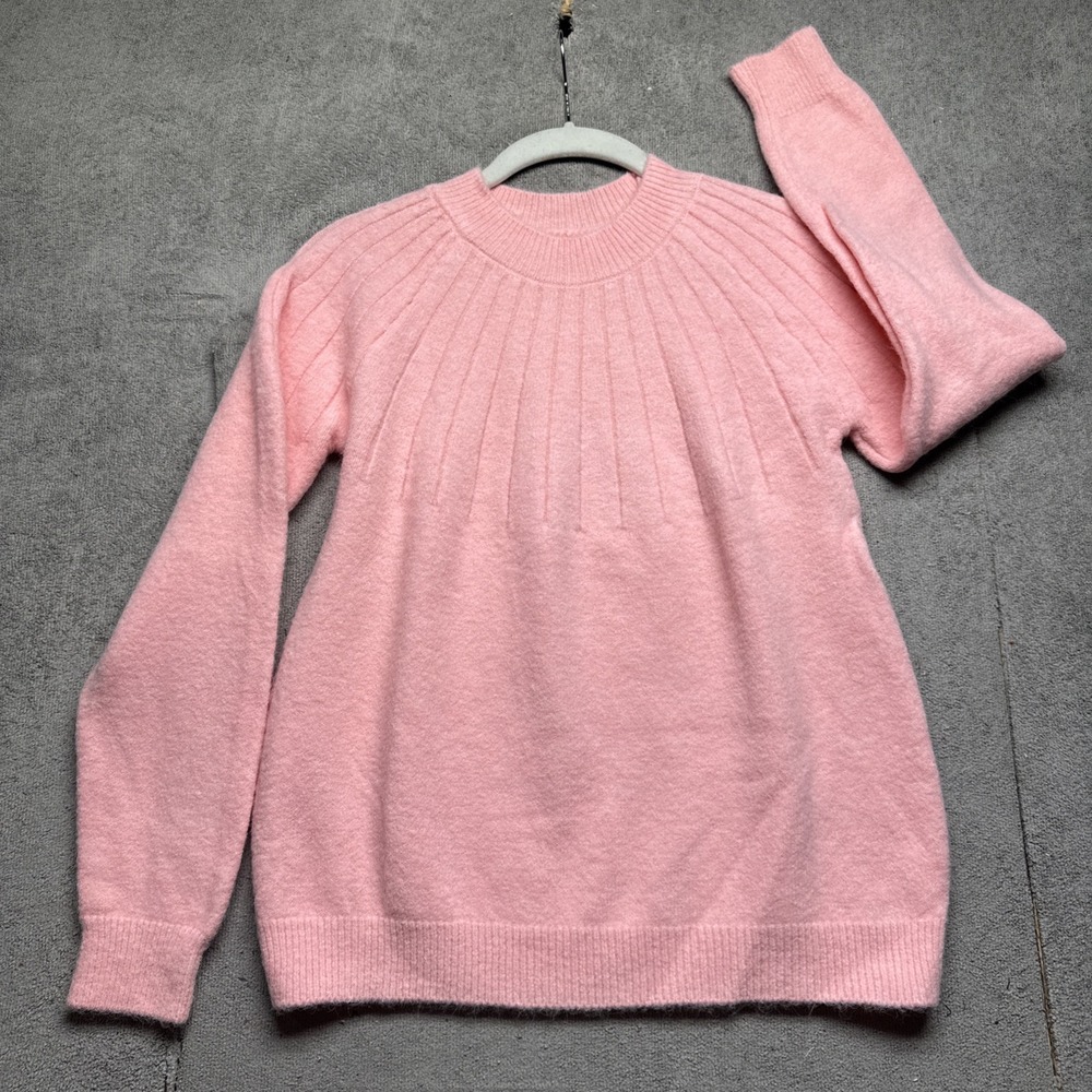 Pink Knit Crewneck‎ Sweater Womens XS Ribbed Soft Lightweight Pullover